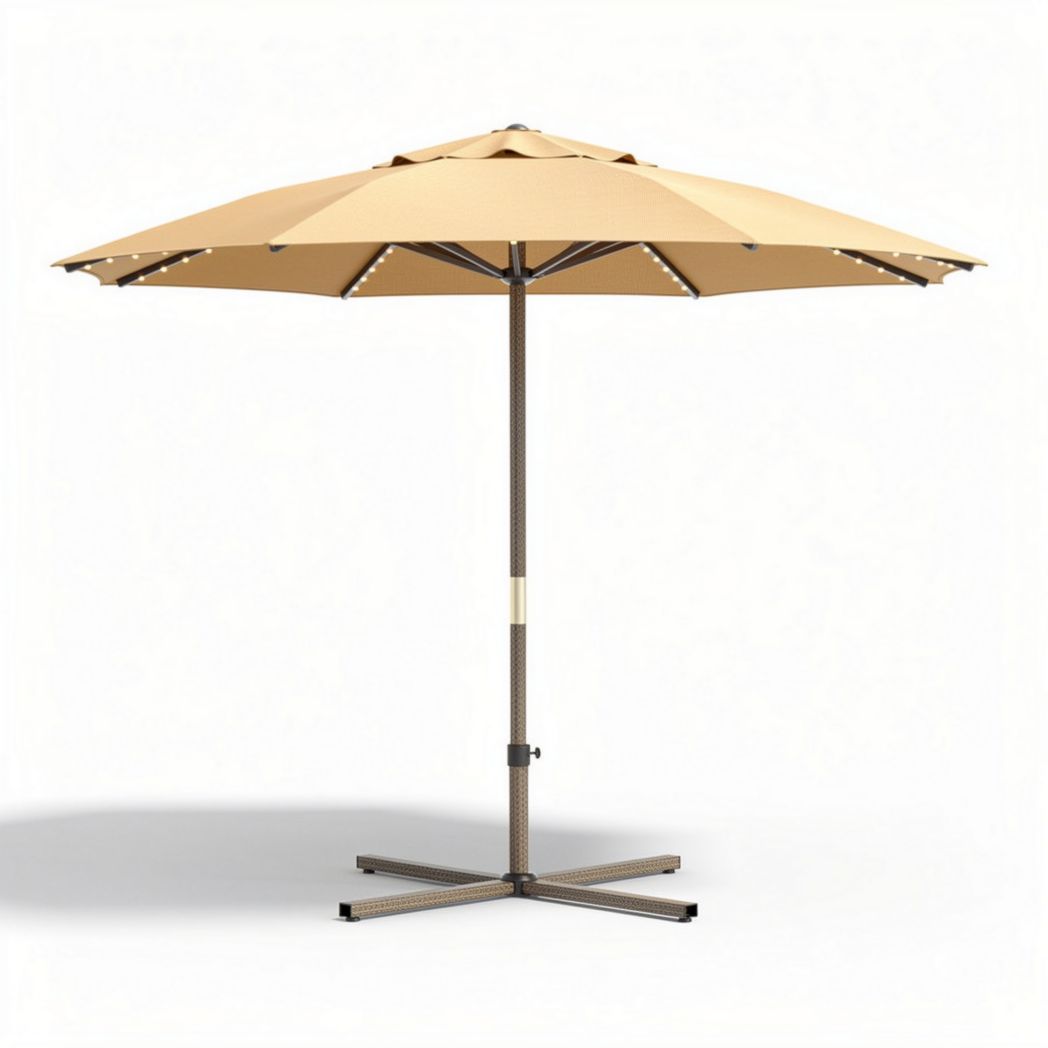 Sonnenschutzschirm aus polyester in beige für garten und terrasse 300 x 300 x 250cm
