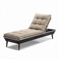 Liegestuhl aus Rattan mit beigem Polster und verstellbarem Kopfteil 180 x 75 x 30cm