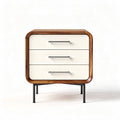 Nachttisch mit drei Schubladen aus Holz und Metall in beige und braun 40 x 40 x 50cm