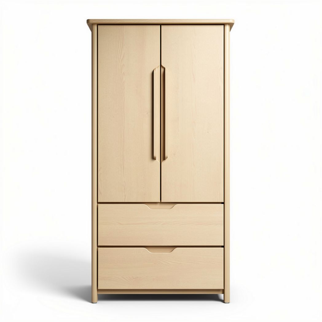 Kleiderschrank aus buchenholz mit zwei türen und zwei schubladen 80 x 40 x 180cm