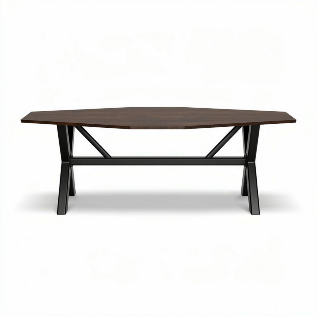 Esstisch aus massivem Holz mit schwarz lackiertem Gestell 150 x 90 x 75cm